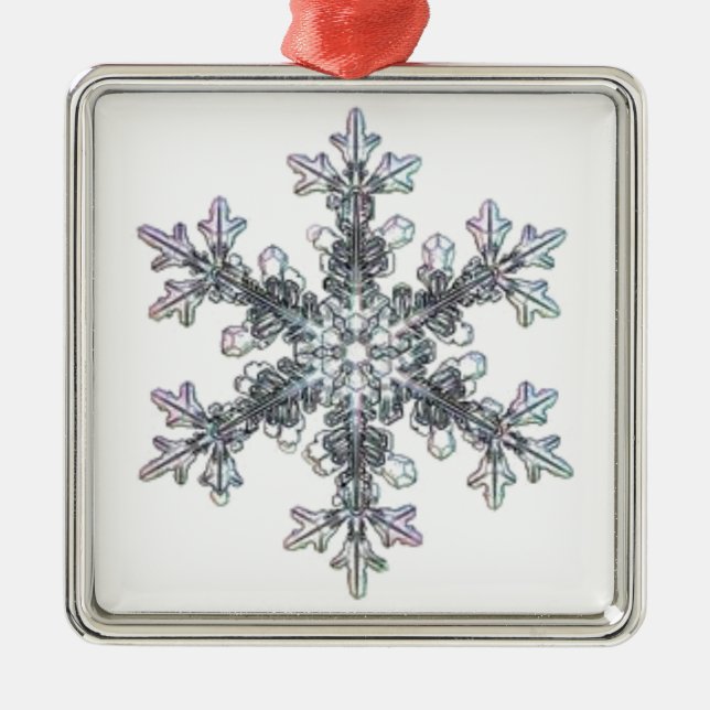 Snow flake, crystal metal ornament (Front)