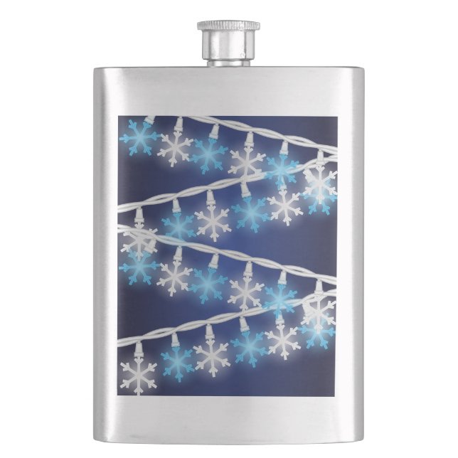 Snow Flake Lights Hip Flask (Front)