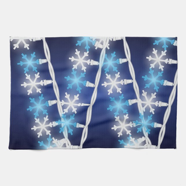 Snow Flake Lights Tea Towel (Horizontal)