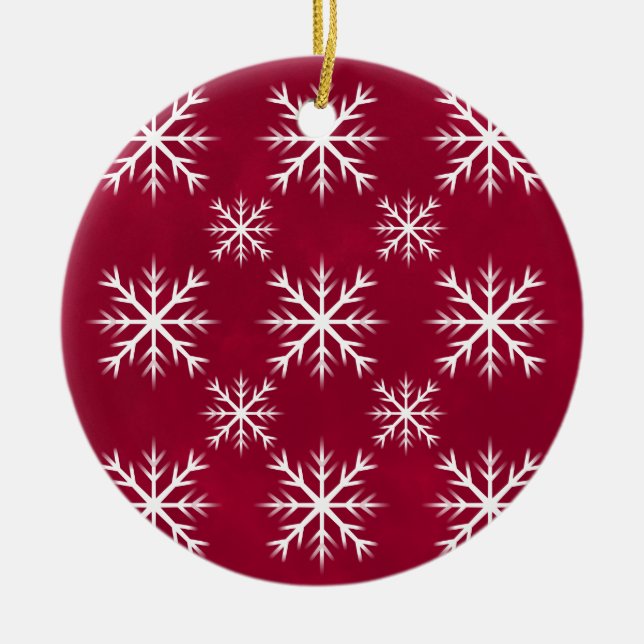 snow flake pattern-  North Pole design Ceramic Ornament (Front)