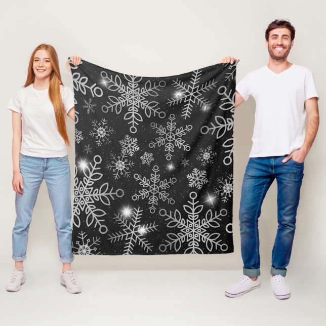 Snow Flakes 8 Fleece Blanket (In Situ)