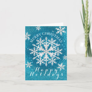 Snow Flakes Aqua White Card