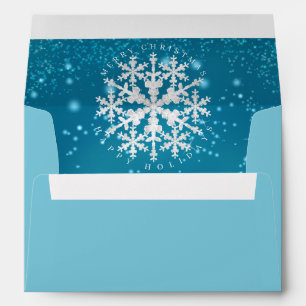 Snow Flakes Aqua White Envelope
