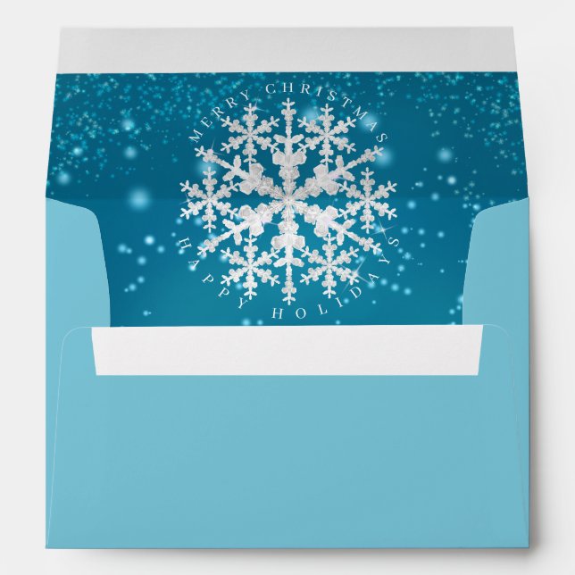 Snow Flakes Aqua White Envelope (Back (Bottom))