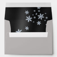 Snow Flakes Black Invitation Card