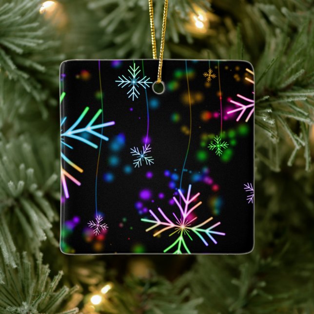 Snow Flakes Colours Ceramic Ornament (Tree)