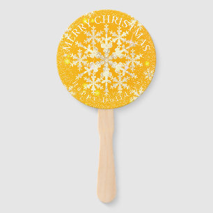 Snow Flakes Gold Yellow Hand Fan