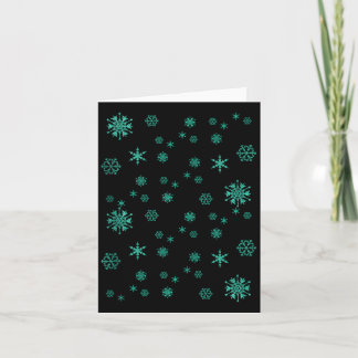 Snow Flakes Green Cute Christmas Holiday Season Card