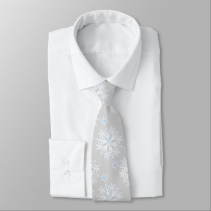 Snow Flakes Grey White Tie