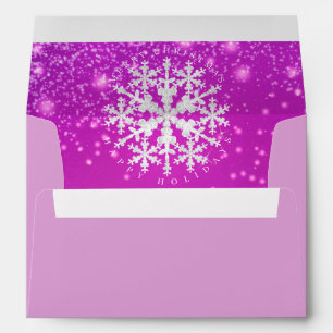 Snow Flakes Magenta White Envelope