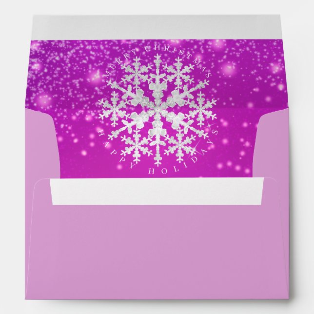 Snow Flakes Magenta White Envelope (Back (Bottom))