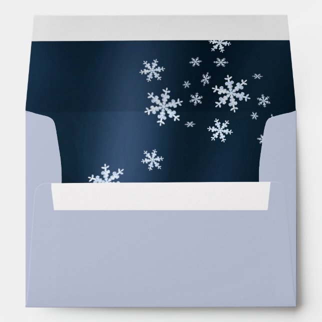 Snow Flakes Navy Invitation Card Envelope (Back (Bottom))