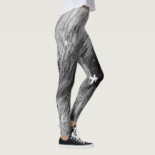 Snow Flakes On Greenland Sled Dogs Fur Leggings