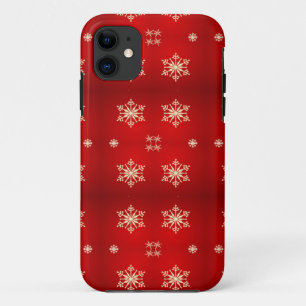 Snow flakes on red iPhone 11 case