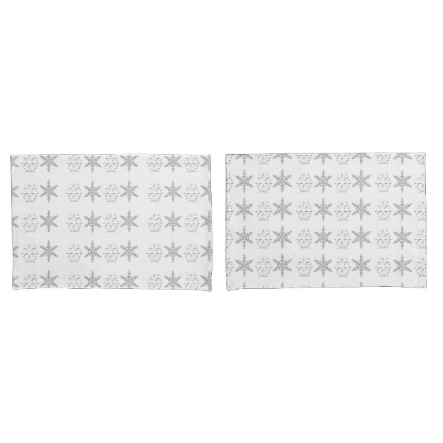 Snow Flakes Pillow Cases (One Standard Size Pair) (Front-Set)