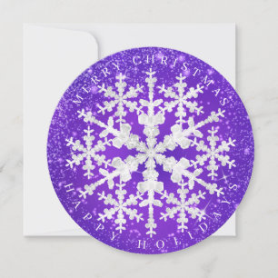 Snow Flakes Purple White Holiday Card