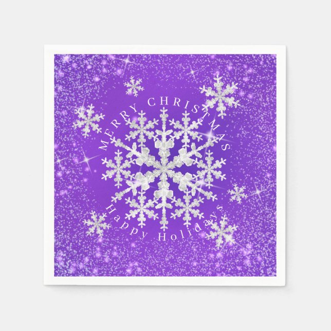 Snow Flakes Purple White  Napkin (Front)