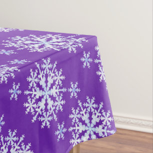 Snow Flakes Purple White Tablecloth