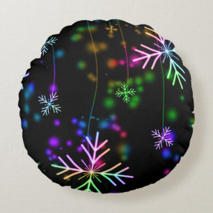 Snow Flakes Round Pillow