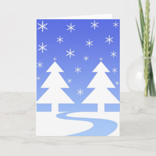 Snow flakes trees holiday card