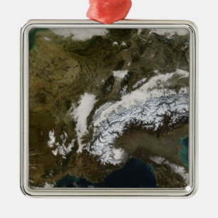Snow, fog, and low clouds in western Europe Metal Tree Decoration