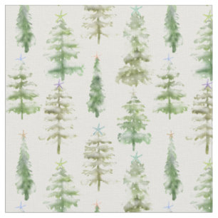 Snow Forest Of Pines Starfish Crowned Fabric