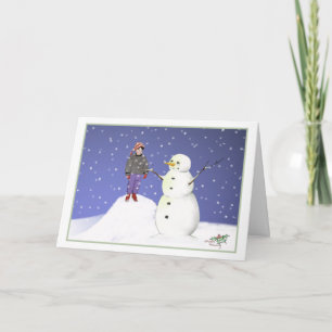 Snow Friends (Boy with Snowman) Christmas Card