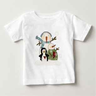 Snow Friends Holiday Snowmen and Penguin Baby T-Shirt