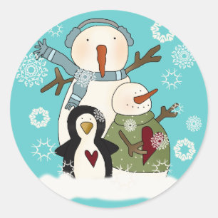Snow Friends Holiday T-shirts and Gifts Classic Round Sticker