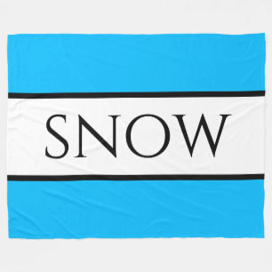 SNOW Fun Wide Bold Bright Sky Blue White Stripes Fleece Blanket