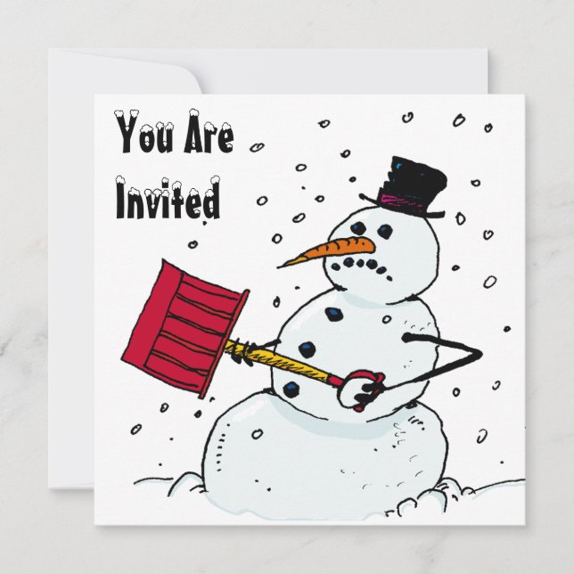 SNOW FUN WINTER BIRTHDAY PARTY INVITATION SNOWMAN (Front)