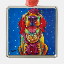 Snow Furries Holiday Ornament by Ron Burns
