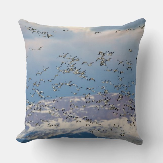 Snow geese during spring migration cushion (Front)