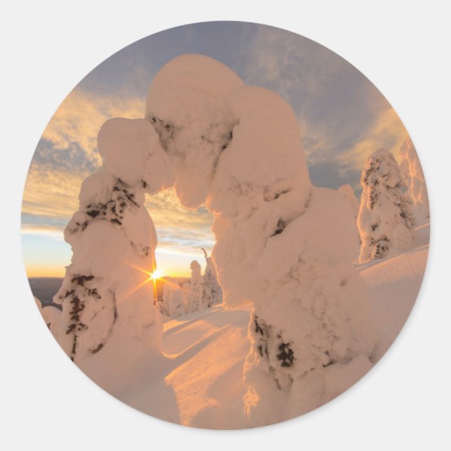 Snow Ghosts In The Whitefish Range Classic Round Sticker (Front)