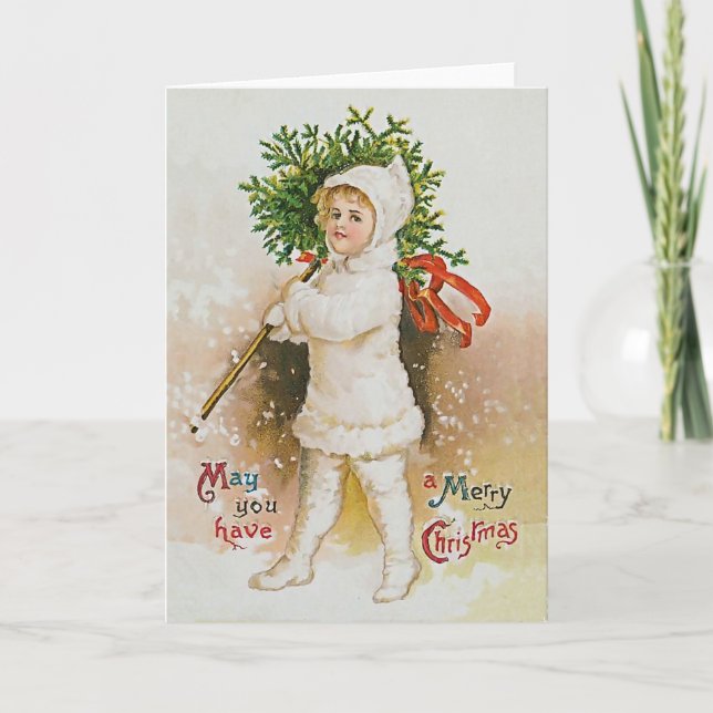 Snow Girl in White Christmas Card (Front)