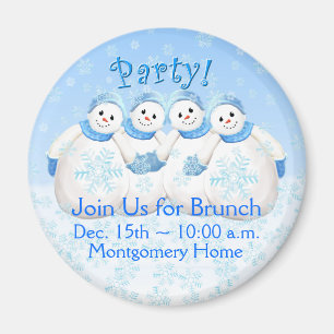 Snow Girls Christmas Brunch Invitation Magnet