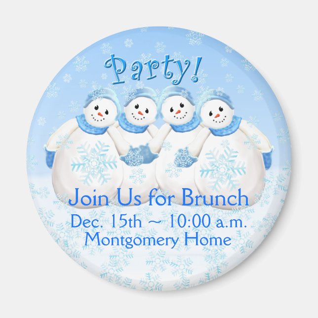 Snow Girls Christmas Brunch Invitation Magnet (Front)