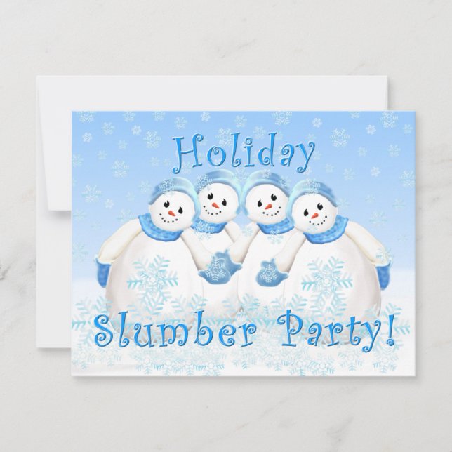 Snow Girls Holiday Slumber Party Invitations (Front)