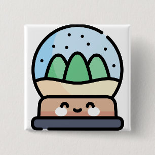 snow globe 15 cm square badge