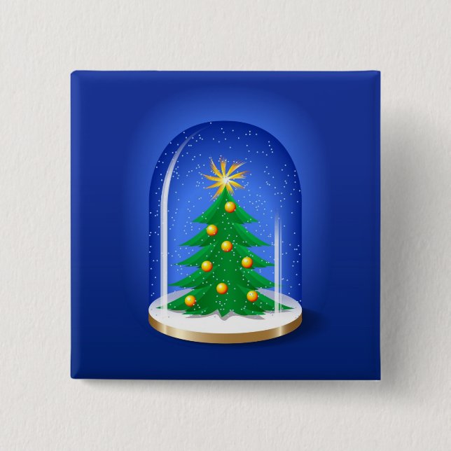 Snow Globe 15 Cm Square Badge (Front)