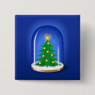 Snow Globe 15 Cm Square Badge