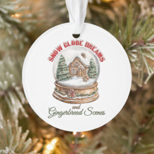 Snow Globe and Gingerbread House Christmas Holiday Ornament