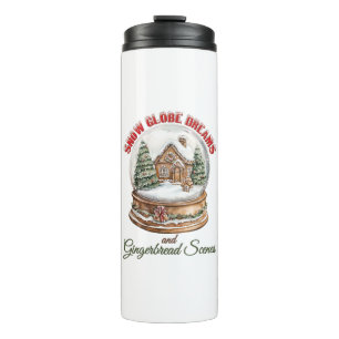Snow Globe and Gingerbread House Christmas Holiday Thermal Tumbler