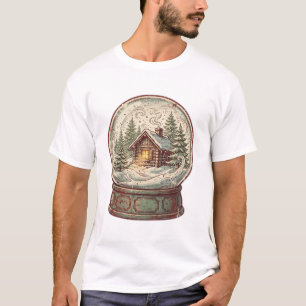 Snow Globe Cabin – Vintage Christmas T-Shirt