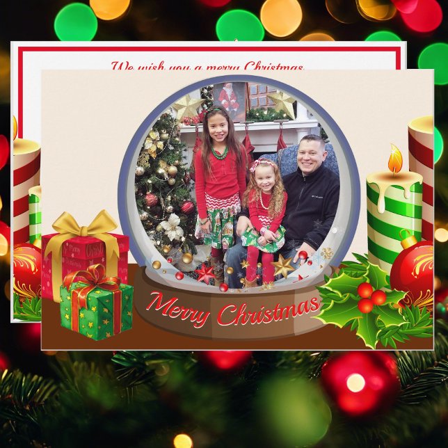 Snow Globe Christmas Family Kids Photo Silly Holiday Card (Creator Uploaded)