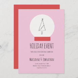 Snow Globe Christmas Party Hand Drawn Tree Invitation