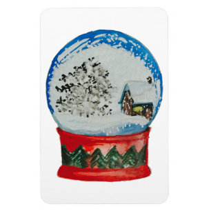 Snow Globe Crystal Ball Winter Village Christmas Magnet