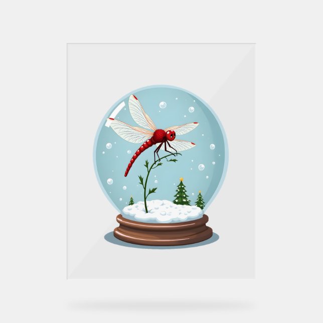 Snow Globe Dragonfly Acrylic Sign (Front)