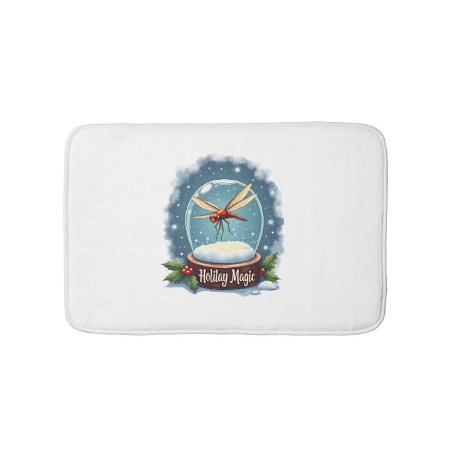 Snow Globe Dragonfly Bath Mat (Front)