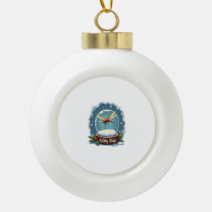 Snow Globe Dragonfly Ceramic Ball Christmas Ornament